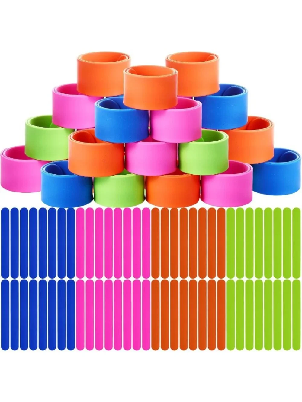 Colorful Silicone Slap Bracelets - 60 Pcs Fun Wristbands for Kids & Parties